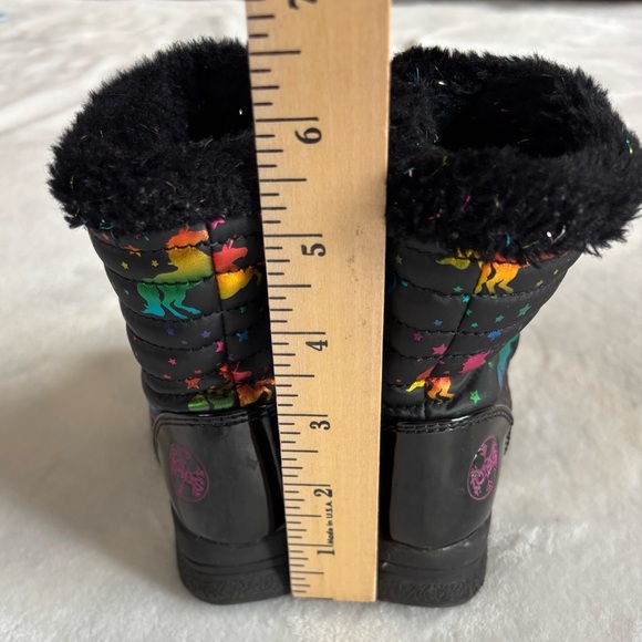 Totes Snow Boots Toddler Black Rainbow Unicorn Design Waterproof Size 7 - Picture 3 of 10